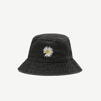 VHV- Zonnehoed Dames - Tweezijdig Draagbaar Vissershoedje van 100% Katoen - Kreukvrij Opvouwbare Bucket Hat Dames met Brede Rand - Trendy Strandhoed voor Reizen, Wandelen en Festivals-Diepblauw-zwart