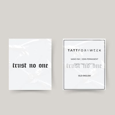 Tijdelijke tattoo trust no one | Neptattoo volwassenen | Tijdelijke tattoo voor volwassenen | Temporary tattoo | Plaktattoos voor volwassenen | Neptattoos | Probeer zorgeloos een tattoo | tattforaweek