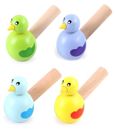 4 Stuks Houten Vogelfluitjes voor Kinderen - Feestfluitjes en Speelgoed voor Buiten