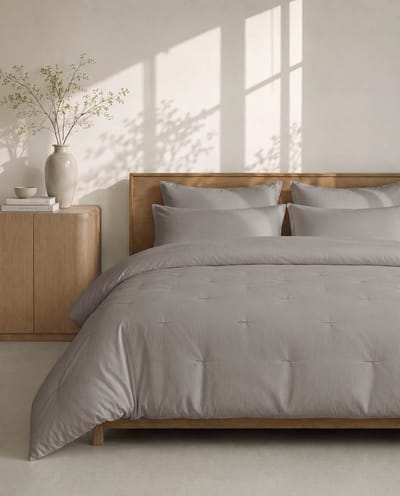 HOOMstyle Wasbaar dekbed zonder overtrek - 200x220 2 persoons met 2x kussensloop - Taupe