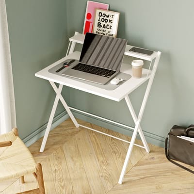Zeo Wood® - Bureau Inklapbaar - Computertafel - Bureau Wit - Game Bureau - Laptoptafel