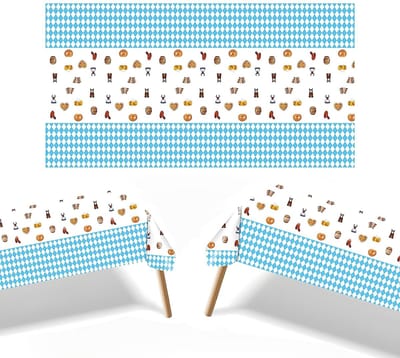 Dailygoods- Tafelkleed Beierse Vlag - Afwasbaar - Duurzaam PE-materiaal - Rechthoekig - Oktoberfest Decoratie - Authentiek ontwerp - Feestkleed