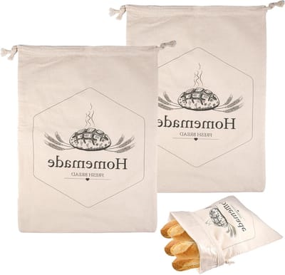 Linnen broodzakken met TPU binnenvoering, 35 x 50 cm, met trekkoord, ideaal voor vers brood, groente en fruit, set van 2 stuks