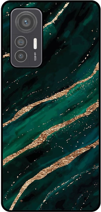 Smartphonica Telefoonhoesje Geschikt voor Xiaomi 12 Lite met marmer opdruk - TPU backcover case marble design - Groen Goud geschikt voor Xiaomi 12 Lite