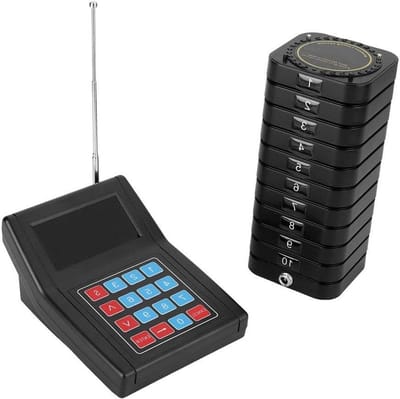 Oproepsysteem - Pager Systeem - Restaurant Communicatie - Groot Bereik - 10 Ontvangers - Zwart