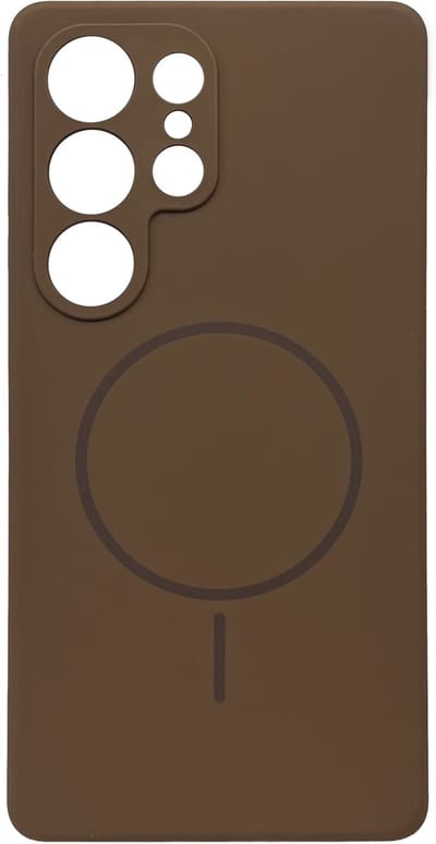 Casemania Hoesje Geschikt voor Samsung Galaxy S25 Ultra - Bruin - Zachte Liquid Siliconen Back Cover Case - Geschikt voor MagSafe - Zeer Sterke Magneet - Telefoon hoes met Camera Bescherming