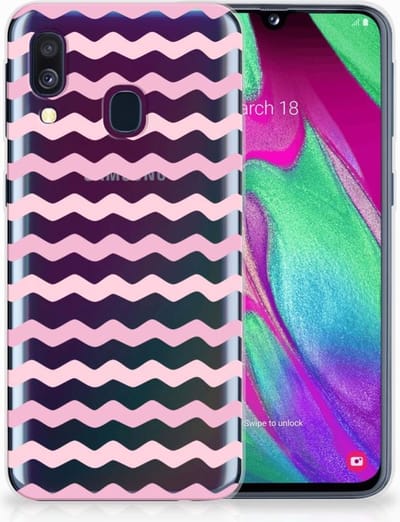 Samsung Galaxy A40 TPU bumper Waves Roze