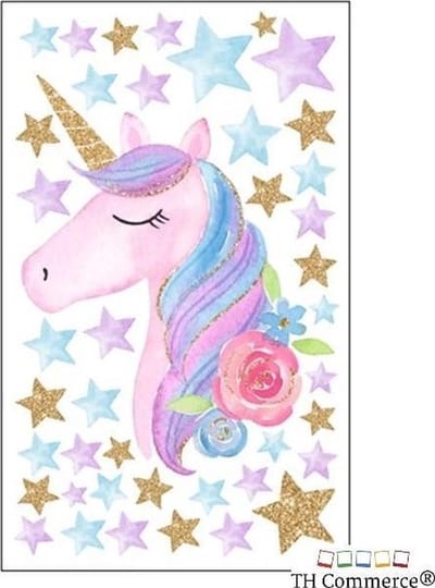 Muursticker - Eenhoorn - Unicorn kinderkamer - Babykamer - muurdecoratie - meisjeskamer- TH commerce - 41120