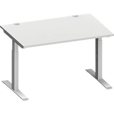 Schäfer Shop Genius bureau MODENA FLEX, rechthoekig, T-poot rechthoekige buis, B 1200 x D 800 x H 650-850 mm, lichtgrijs/wit aluminium