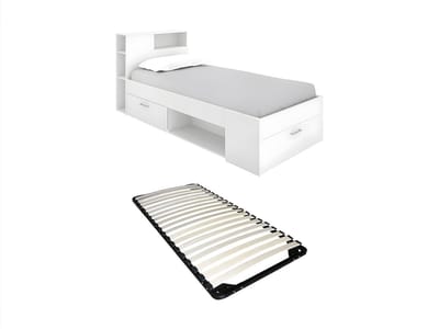Vente-unique Bedframe hout wit 90 x 190 cm LEANDRE