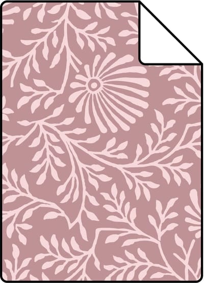 Proefstaal ESTAhome behang vintage bloemen mauve paars - 26.5 x 21 cm - 131516-S