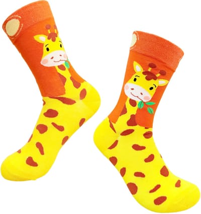 Tutti Footi - Sokken met Giraffe - Maat 36-41 - Vrolijke dieren Sokken - Dames/Afrika/Oranje-Geel