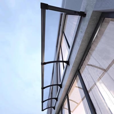Deurluifel - Overkapping Huisdeur - Regenbescherming Buiten - Polycarbonaat Frame - 55x270cm - Transparant Zwart