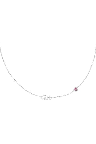 Geboortesteen Ketting Meisje Zilver Stainless Steel
