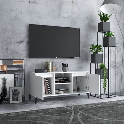vidaXL - Tv-meubel - met - metalen - poten - 103,5x35x50 - cm - wit