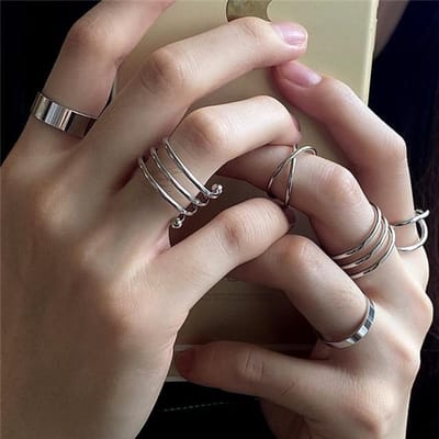 Draak Ringen van Roestvrij Staal Voor Vrouwen Mannen Liefhebber Koppel Ringen Set Dinosaurier Vriendschap Verloving Bruiloft Open Ringen Sieraden gray