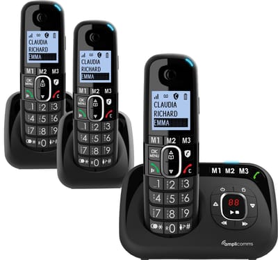 Amplicomms Bigtel 1583 - slechthorenden telefoon met grote toetsen - 3 draadloze telefoons