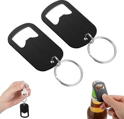 2 stuks - flesopener sleutelhanger - roestvrij staal - bieropener voor blikjes - keuken restaurant