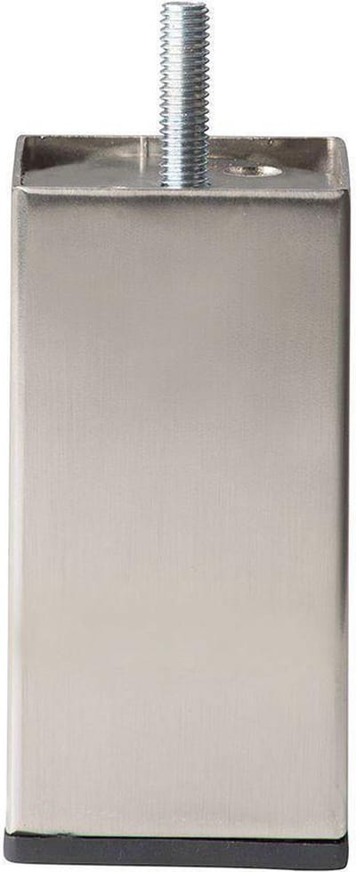Stalen meubelpoot rvs look vierkant 5 bij 5 cm en hoogte 10 cm (M8) (5 x 5 cm) - Set van 4 stuks