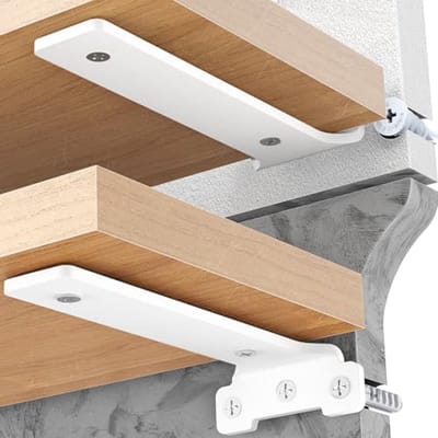 Set van 2 plankhouders 15 cm - metalen plankdragers inclusief schroeven - 70 kg draagkracht - wit.