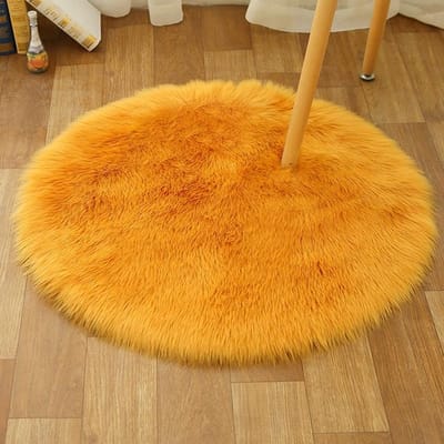 Ronde Vorm Pluche Zacht Tapijt Slaapkamermatten Deurmat Warme Pad Lang Pluche Bedzijde Effen Kleur Tapijten Voor Woonkamer Bont Vloermat D 80cm