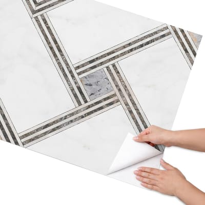 Coloray Meubel Wrap Folie - Wit Meubelfolie - 75x150 cm - Decoratiefolie Moderne geometrie - Meubel Wrap Folie - Geometrische Meubelfolie - Plakfolie Meubels - Keuken decoratie - Geometrie