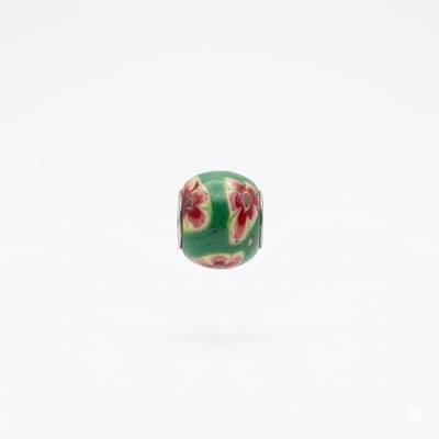 Quiges - Klei - Kraal - Bedels - Groen - met - Rode - Bloem - Bead Past op alle bekende merken - armband