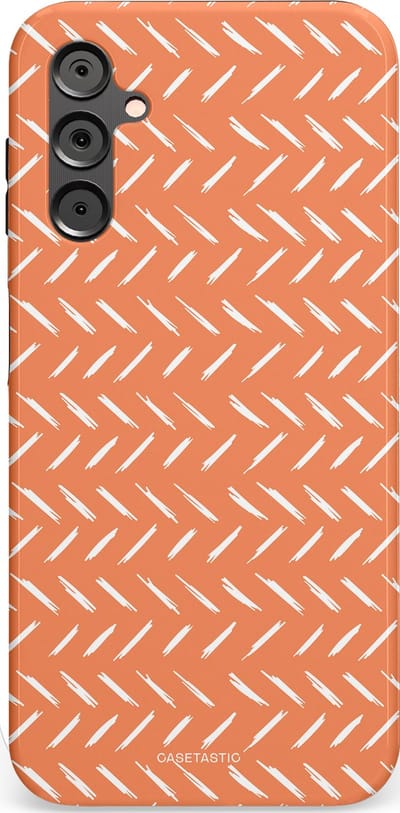 Casetastic hoesje geschikt voor Samsung Galaxy A14 (2023) 5G / Samsung Galaxy A14 (2023) 4G - Dubbellaagse bescherming - Oranje Witte Nederland Cross Patroon - Fashion Case - Terracotta Zand