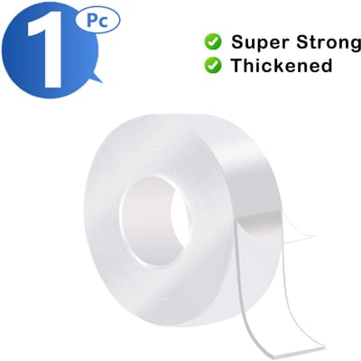 Sterke Dubbelzijdige Nano Tape 1mm 2mm Zelfklevend Transparant 3m 5m 10m Dubbelzijdige Strips Waterdichte Tape Lijm voor Thuis Huis Strip 2cm (0.79in)&3M (118 in)&1mm (0.04in) white