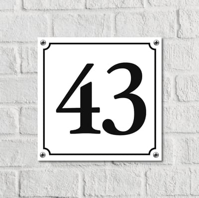 Huisnummerbord Wit Dibond Deluxe - Nummer 43 - incl. bevestiging | - naambord - nummerbord - voordeur
