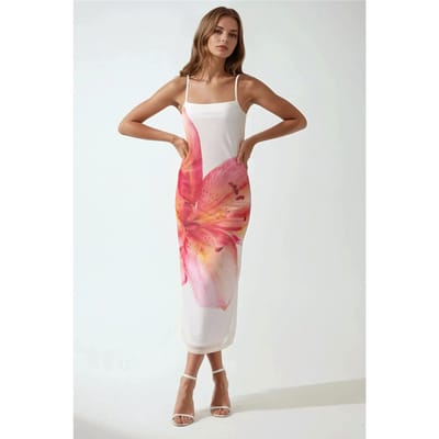 Vierkante Kraag Bodycon Jurk met Bloemenprint