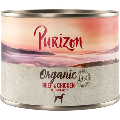 Voordeelpakket Purizon Organic 24 x 200 g - Rund en kip met wortel