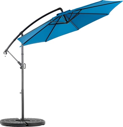 MODFU - Dubbelzijdige Rechthoekige Parasol - Kantelbaar Met Slinger - Stalen Frame - Donkerblauw - 14,8 Ft