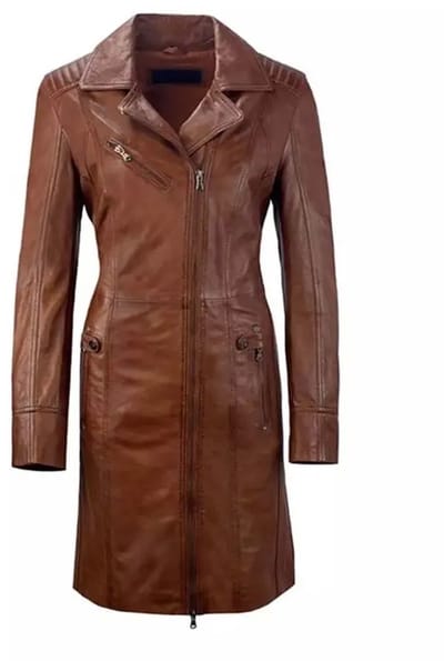 Stratto- dames leren lange jas cognac – M (38)
