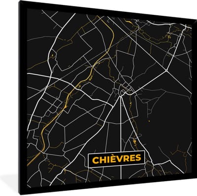 Fotolijst incl. Poster - Stadskaart - Goud - Chièvres - Plattegrond - Kaart - 40x40 cm - Posterlijst