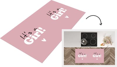 Keukenloper - Loper keuken - Zwangerschap aankondiging - Meisje - Babyshower - It's a girl - Baby shower - Spreuken - 120x60 cm - Keukenloper vinyl