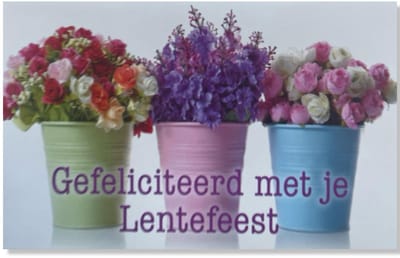 Lentefeest Wenskaart Bloemen - 12x17cm - Gevouwen kaart inclusief envelop