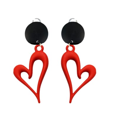 Clip oorbellen- Rood- hart- Montana -zwart- geen gaatje- Charme Bijoux