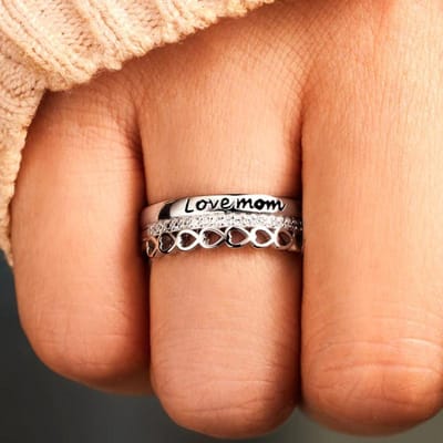 Huitan Bagues d'Amour pour Mère Cœurs Cadeau Anniversaire de Mariage Couleur Mode Luxe Bagues pour Femmes Cadeau d'Anniversaire Bijoux 9