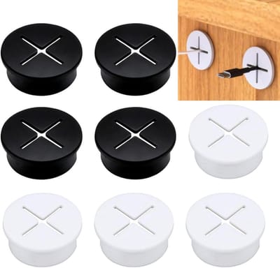 Flexibele Siliconen Kabeldoorvoeren voor Bureau - 8 Stuks 25mm Witte Rubber Caps voor Kabelbeheer en Organisatie van Draadgaten
