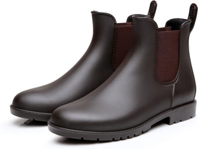 Geweo Regenlaarzen - Wellington Chelsea Laarzen - Kerstmis - Kerstfeest - Christmas Gift - Middelhoge Schoen - Kort Boots - Waterdichte - Dames - Bruin - Maat 41