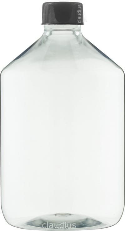 Lege plastic fles 500 ml PET apothekersfles transparant - met zwarte ribbeldop - set van 10 stuks - Navulbaar - leeg