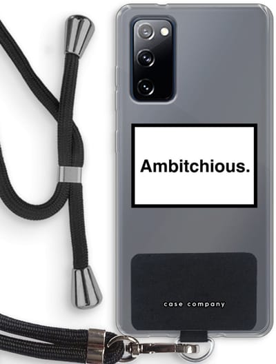 Hoesje met koord geschikt voor Samsung Galaxy S20 FE / S20 FE 5G hoesje met Koord - Ambitchious - Telefoonhoesje met Zwart Koord - Bescherming aan alle Kanten en Over de Schermrand