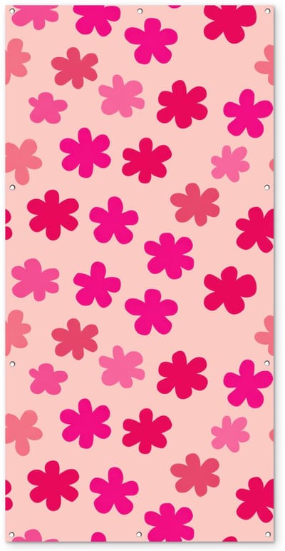 Tuinposter 100x200 cm - Tuindecoratie Bloemen - Patroon - Roze - Poster voor in de tuin - Buiten decoratie - Schutting tuinschilderij - Tuindoek muurdecoratie - Wanddecoratie balkondoek