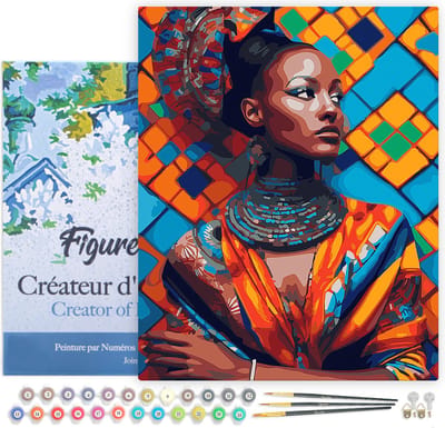 Figured'Art Schilderen op Nummer Volwassenen met lijst Traditionele Afrikaanse Schoonheid- Handwerk acrylverf Kit DIY Compleet - 40x50cm Canvas al ingelijst