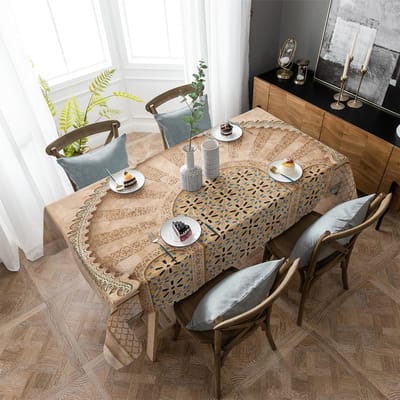 Gele Muur Poort Marokko Tafelkleed Vakantiedecor Waterdicht Rechthoekige Tafelkleden Bruiloftsdecor Tafelkleed 4pcs 33x48 Table mat beige