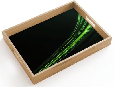 Dienblad hout 40x30 cm - Schootdienblad - Gaming - Lijnen - Boog - Groen - Borrelplank rechthoek - Plateau dienbladen