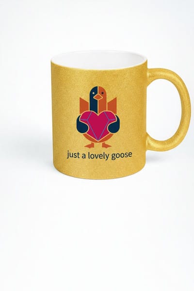Gouden Glitter Mok 'Just a Lovely Goose' met Gans & Hart Design - Uniek Cadeau
