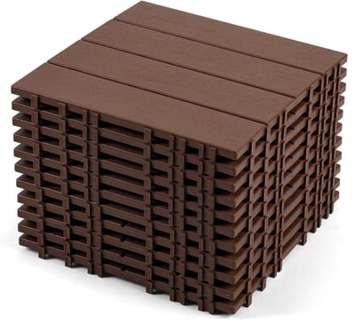 Terrastegels plastic - 110 Stuks 10m² - Makkelijke en Snelle Montage - Tuintegels - 30x30cm - Bruin