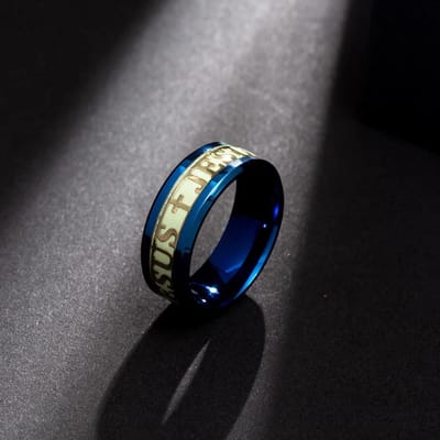 Mode Roestvrij Staal Lichtgevend Christenen Jezus Kruis Ring Voor Mannen Vrouwen Gloeiend in het Donker Titanium Fluorescerend Bruiloft Sieraden 7 gray